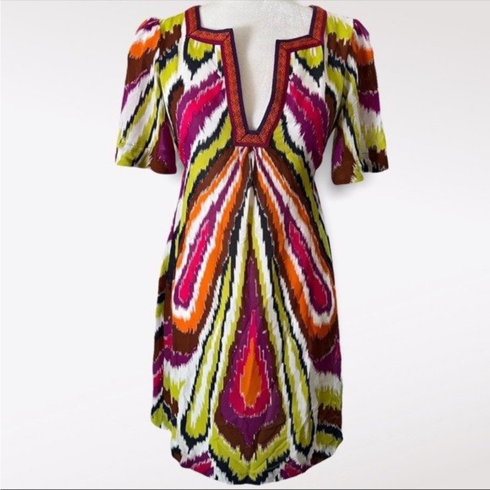 Trina Turk dress. Size 2. Multi color geometric print.